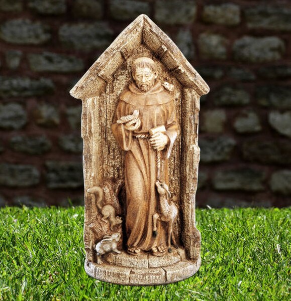 Saint Francis in Grotto one casting cement Religious Catholic Decor